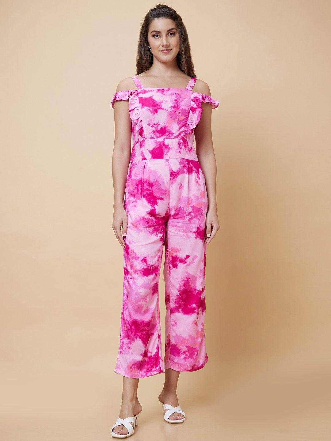 globus tie dye basic jumpsuit with ruffles