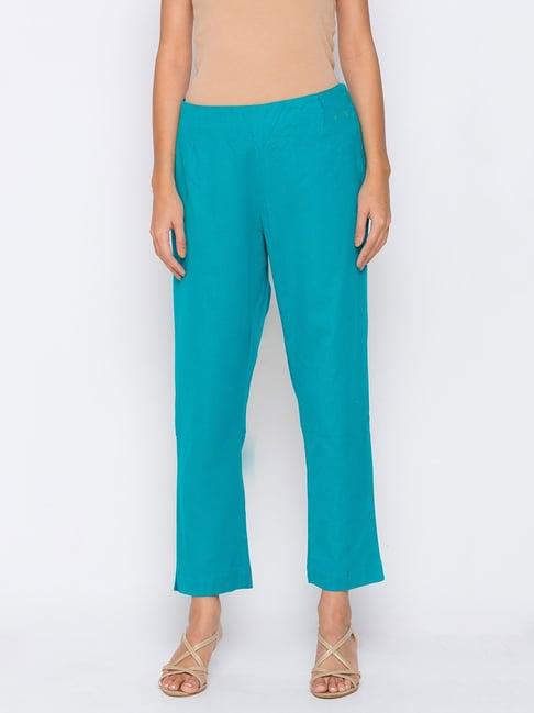 globus turquoise regular fit trousers