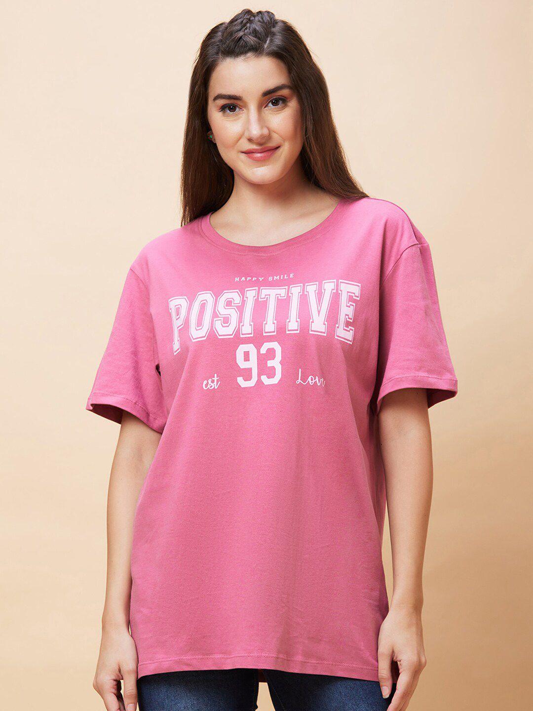 globus typography printed pure cotton oversized t-shirt