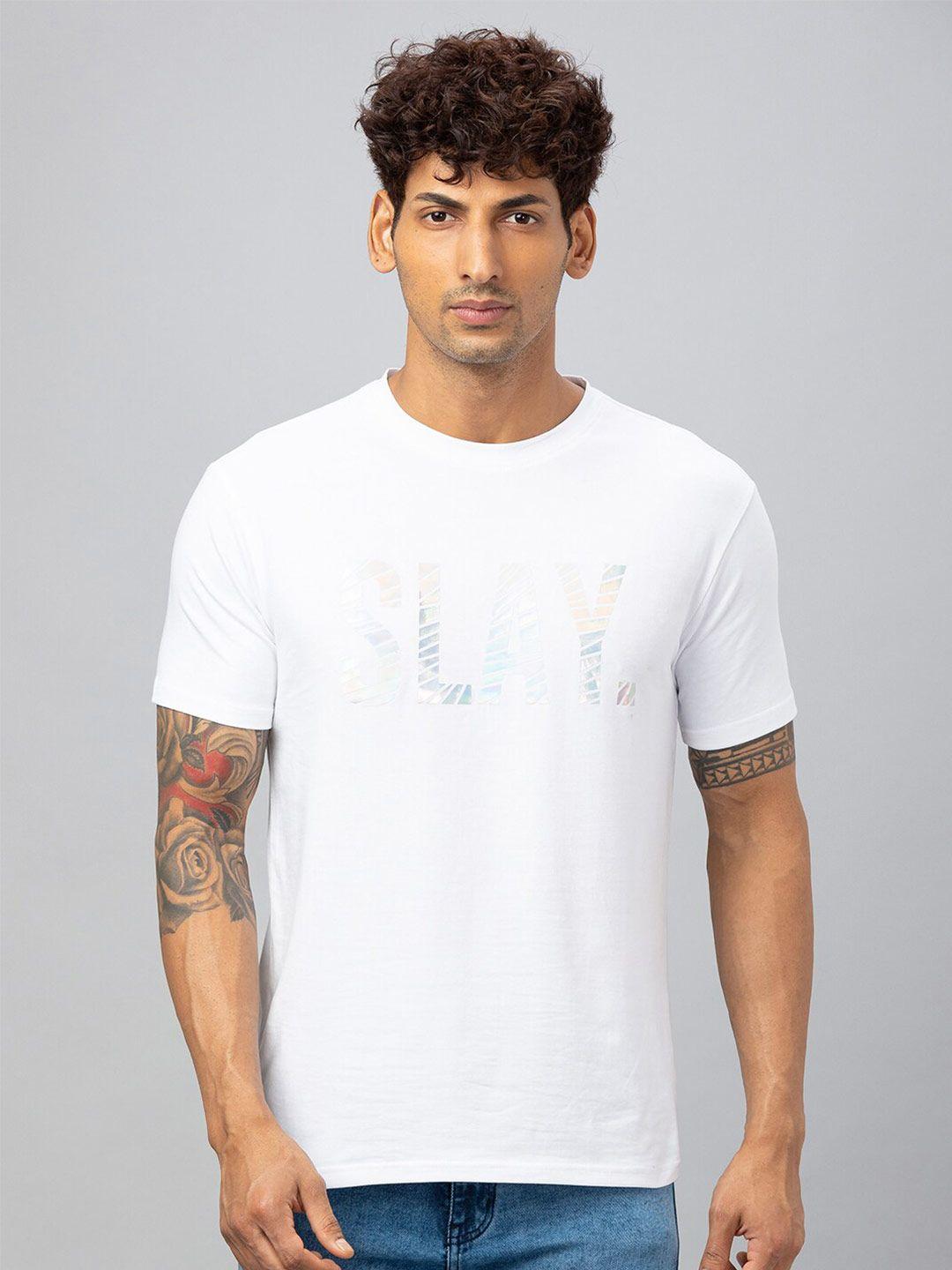 globus typography printed pure cotton t-shirt