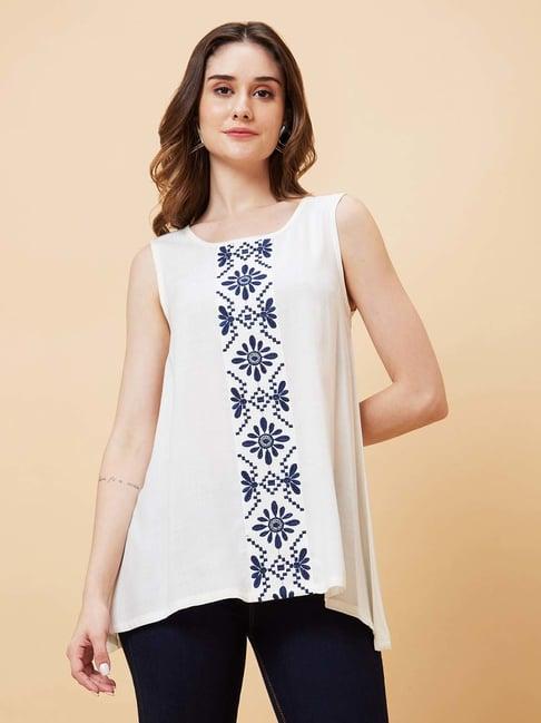 globus white embroidered tunic