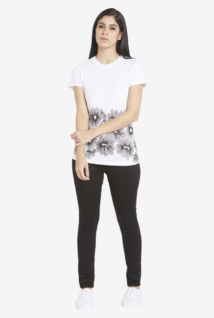 globus white floral print t shirt