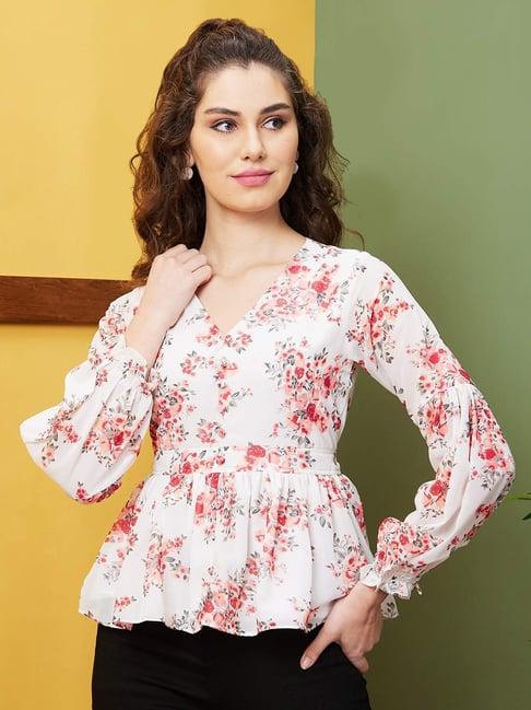 globus white floral print top