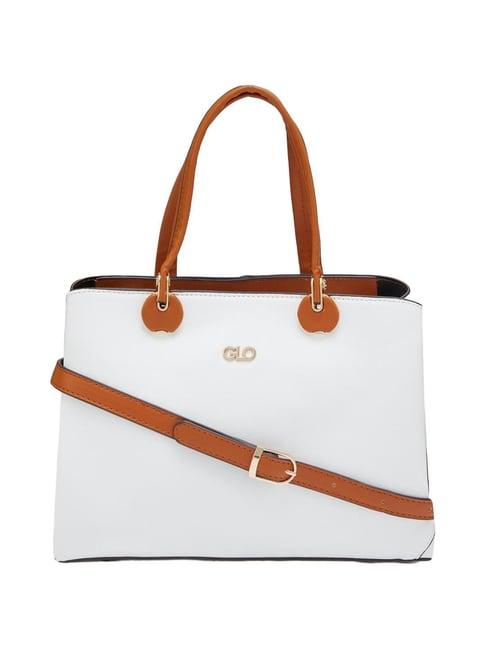 globus white solid medium handbag