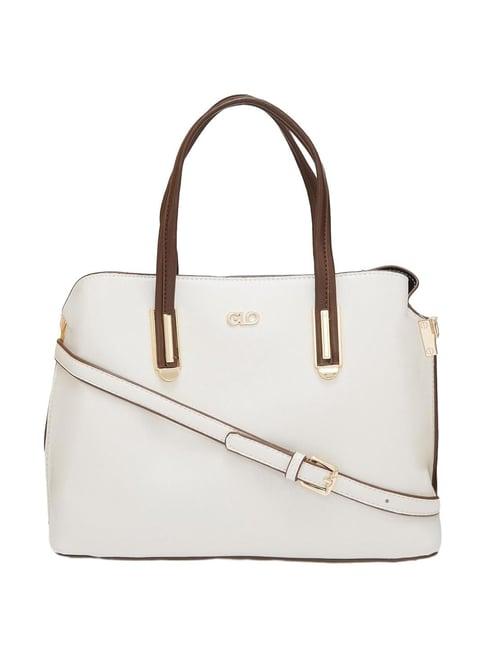 globus white textured medium handbag