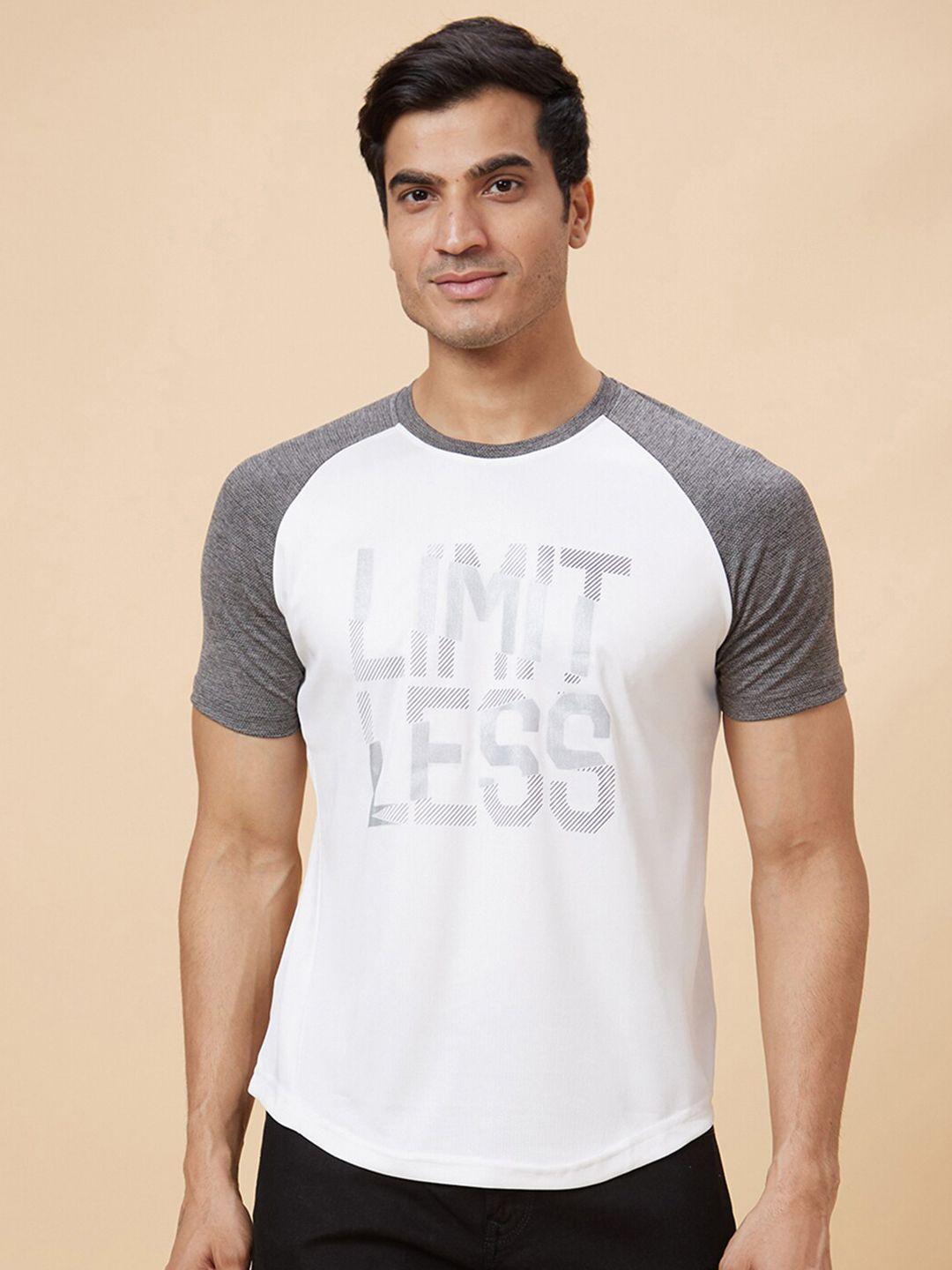 globus white typography printed raglan sleeves casual t-shirt