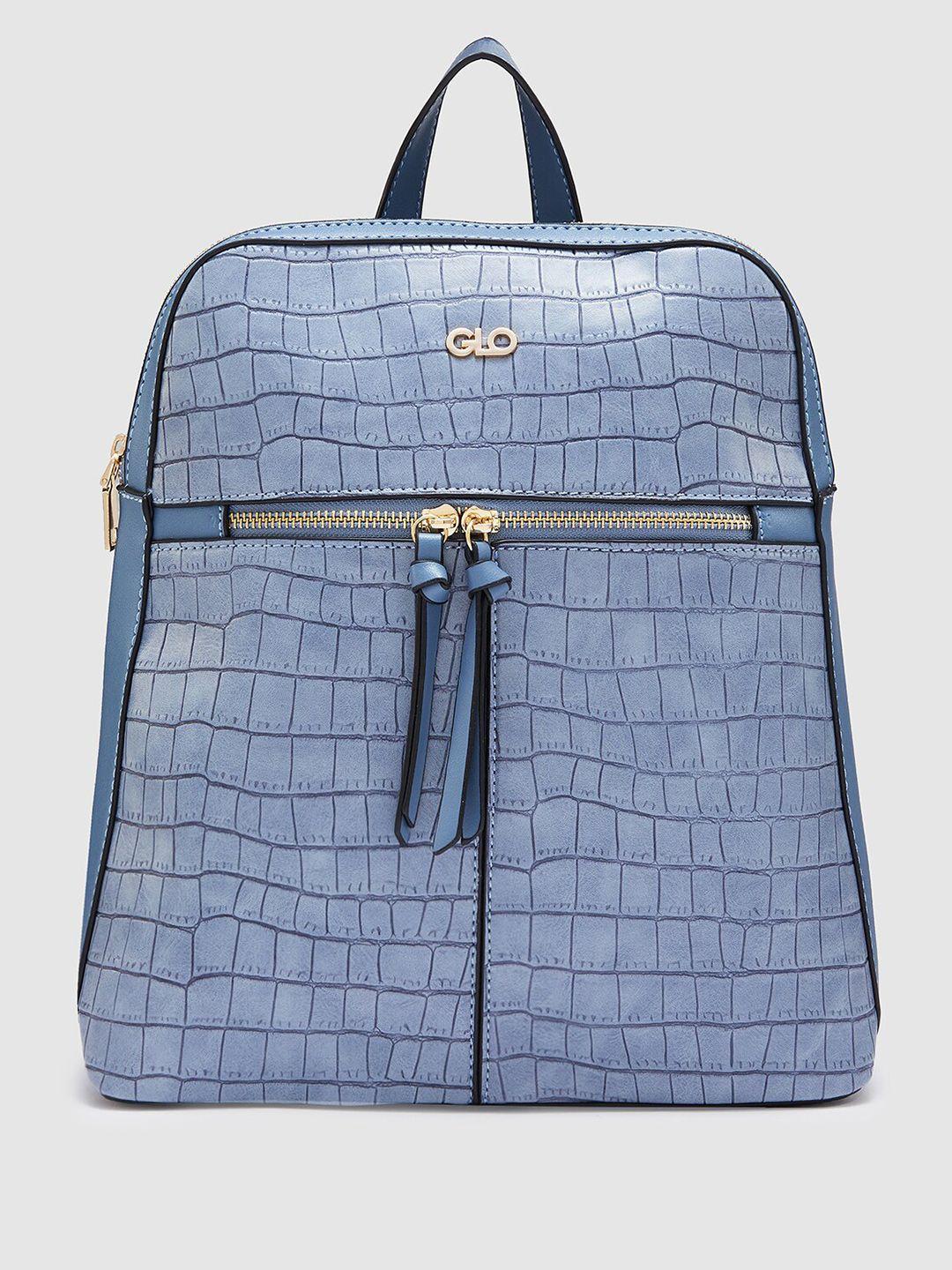 globus women blue & gold-toned textured medium backpack