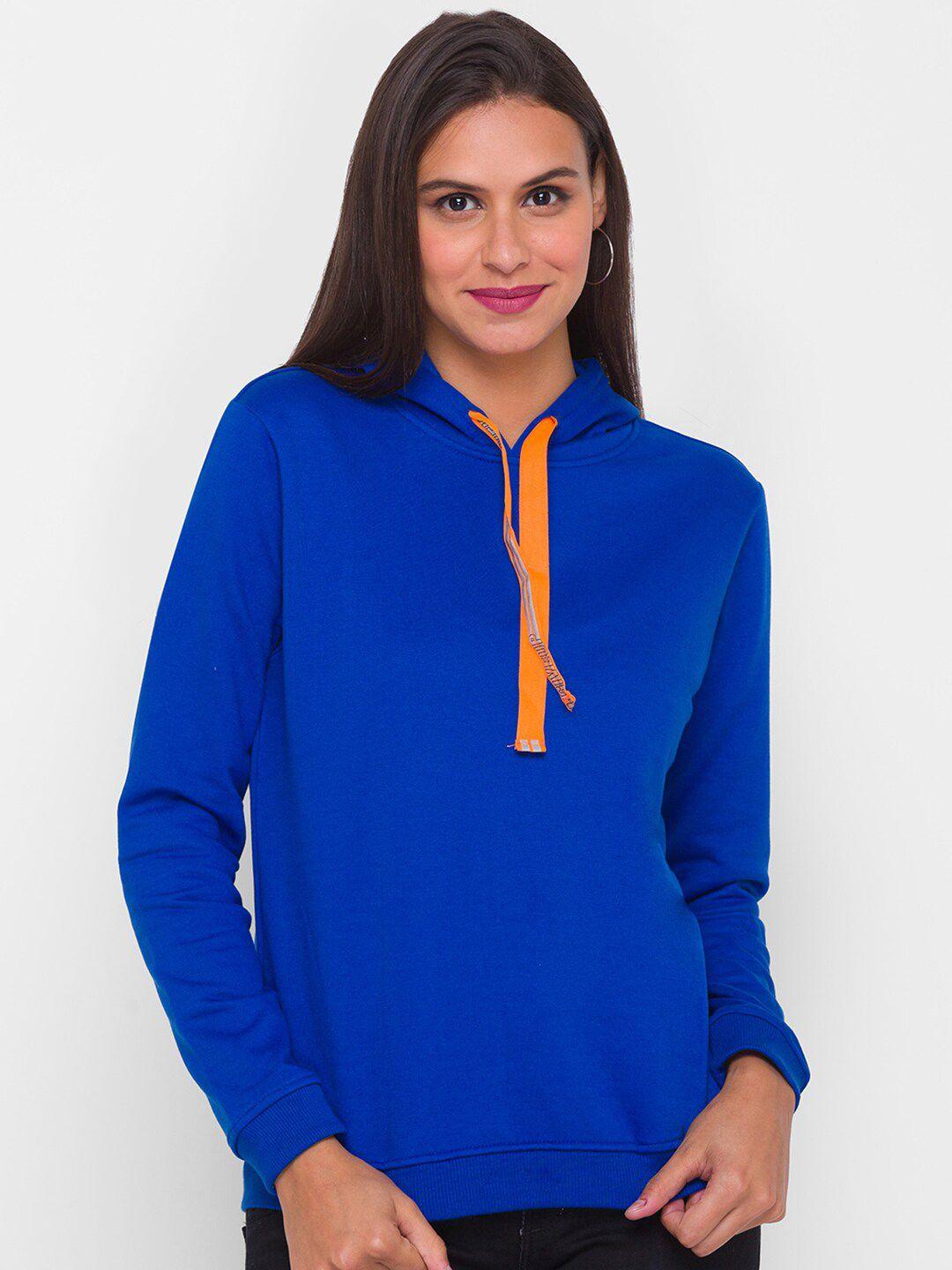 globus women blue hooded sweatshirt