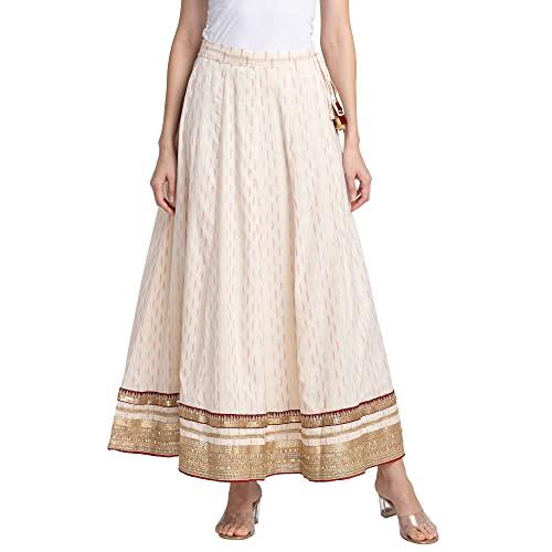 globus women ecru self design maxi skirt