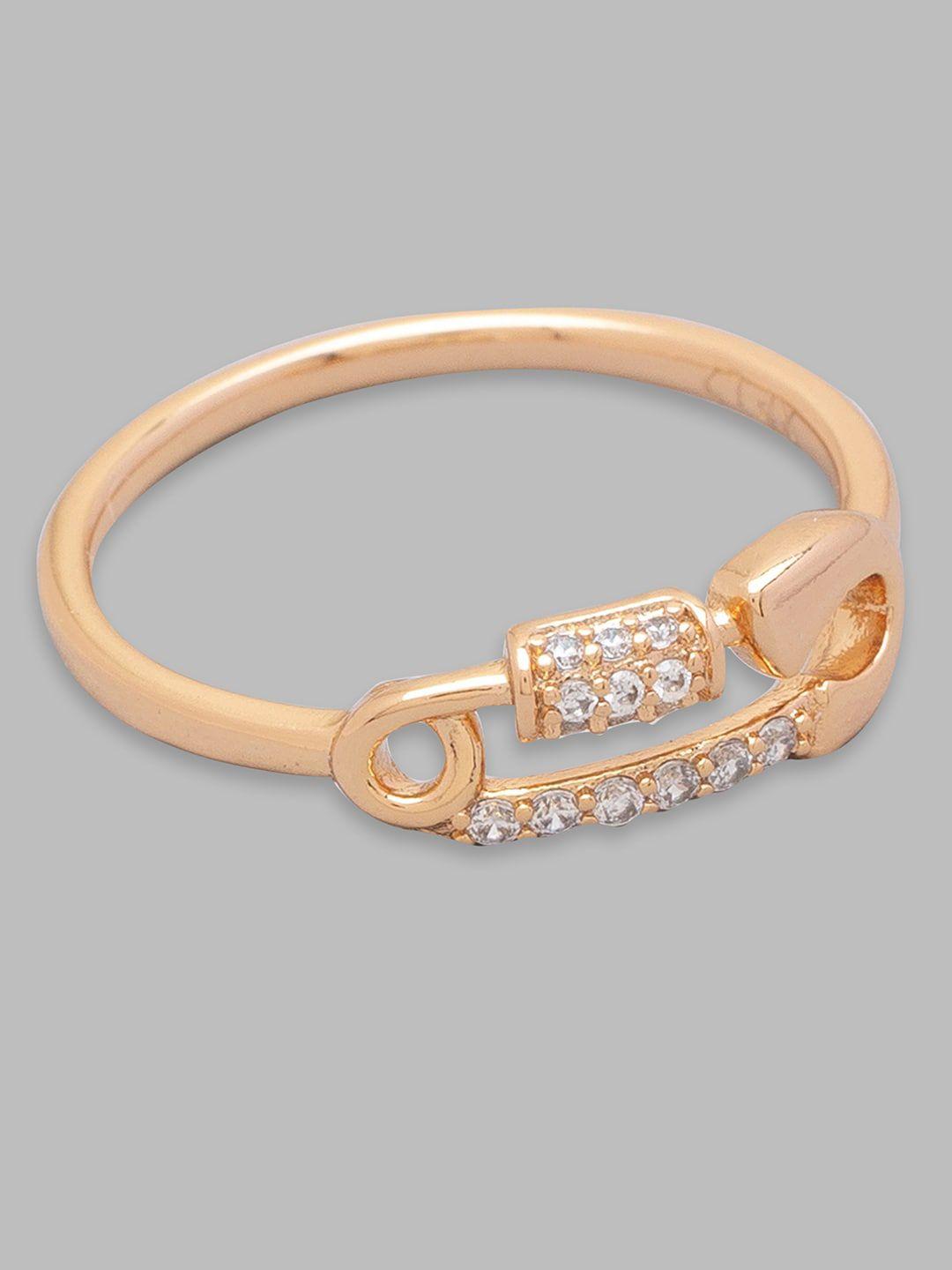 globus women gold-plated artificial stone studded finger ring