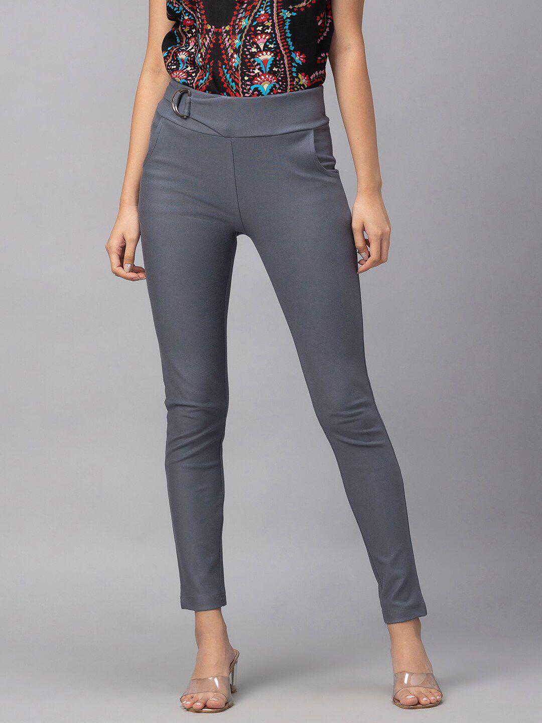 globus women grey slim fit treggings