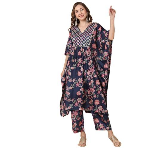 globus women kurta set (3641680003_blue_l)