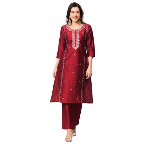 globus women kurta sets (3641137002_red_m)