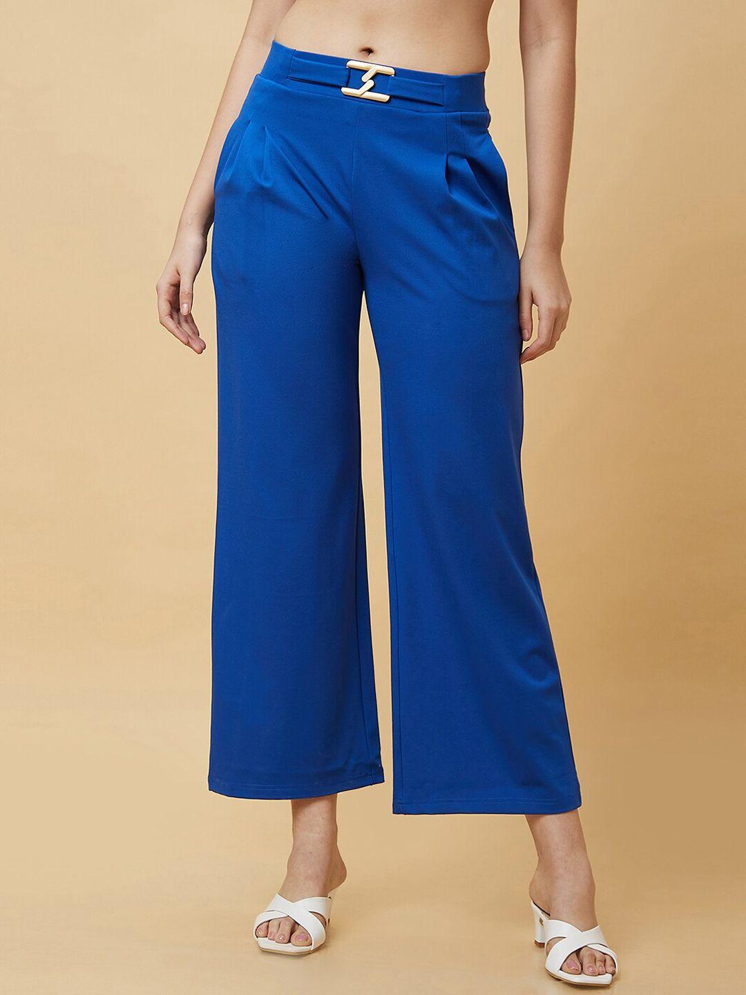 globus women loose fit high-rise pleated trousers
