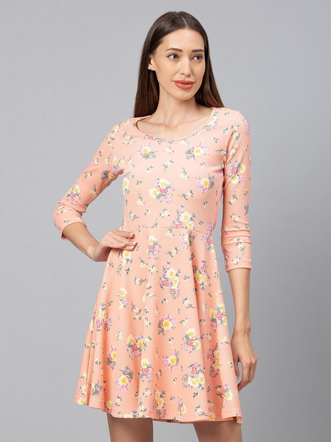 globus women peach-coloured floral dress