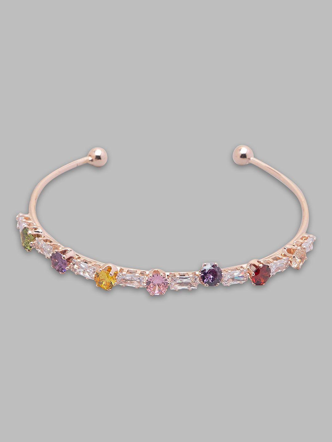 globus women rose gold plated & purple cuff bracelet
