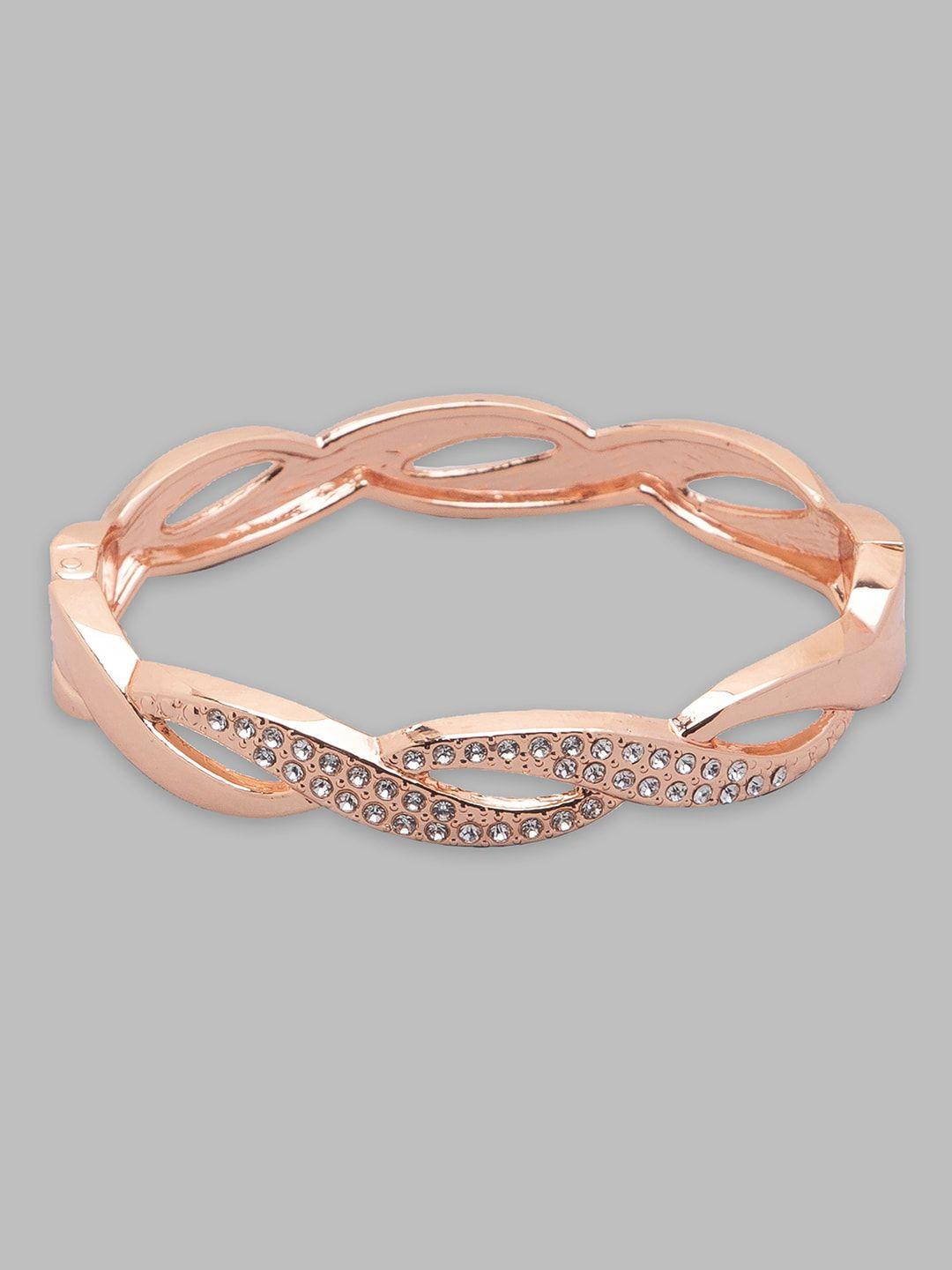 globus women rose gold-plated & white cuff bracelet