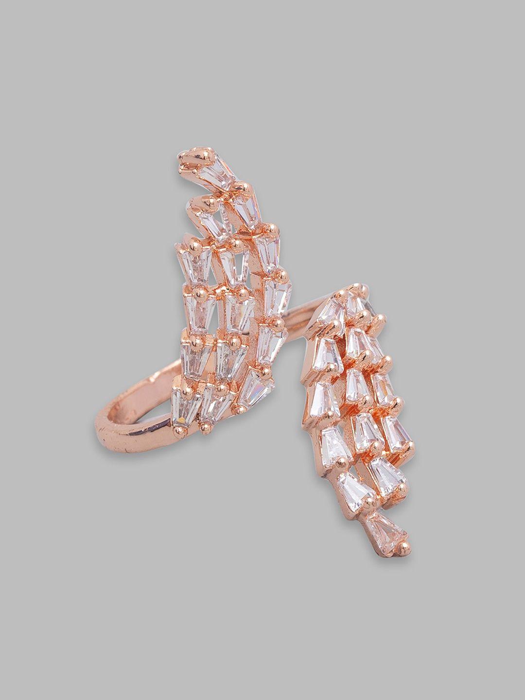 globus women rose gold-plated stone-studded ring