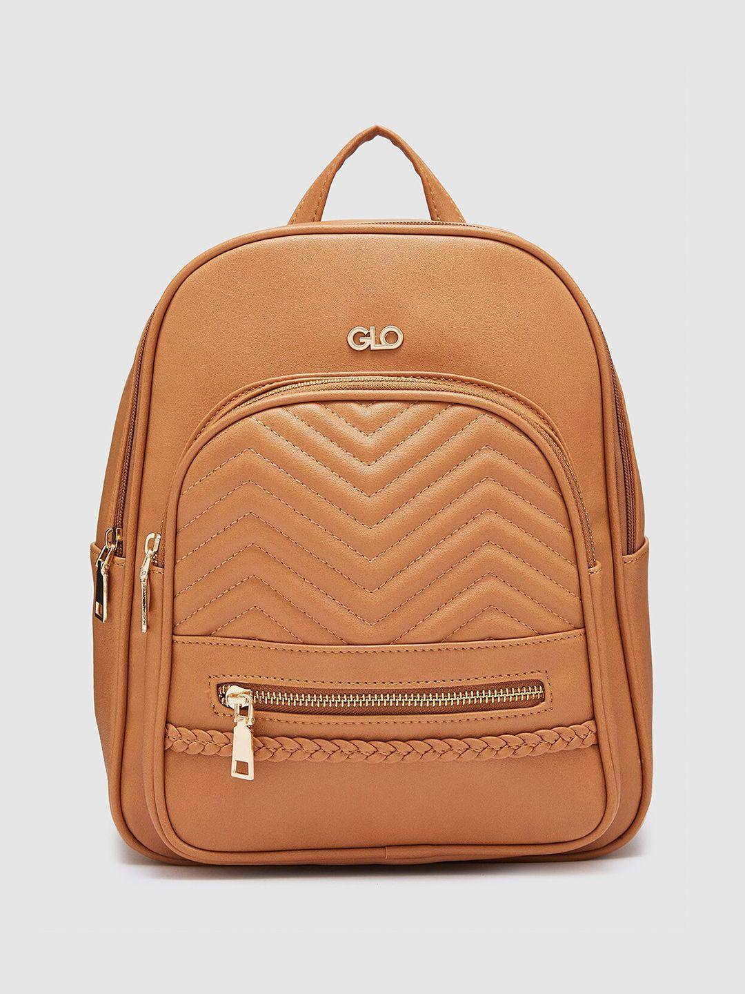 globus women tan textured smart casual backpack