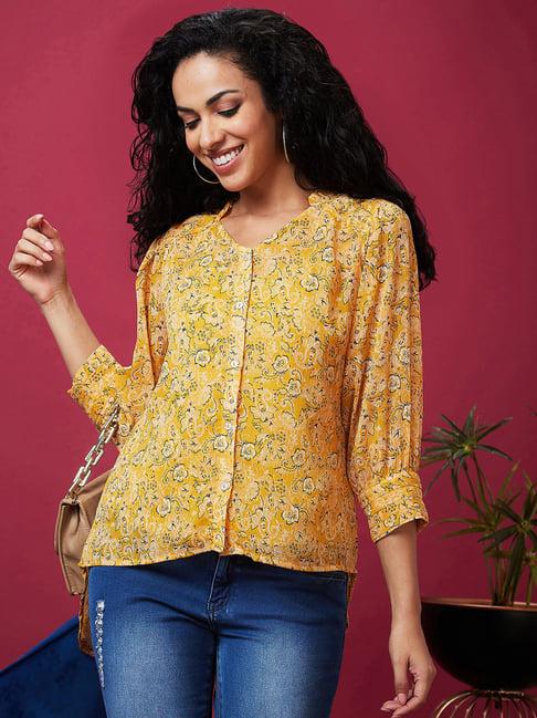 globus yellow floral print top