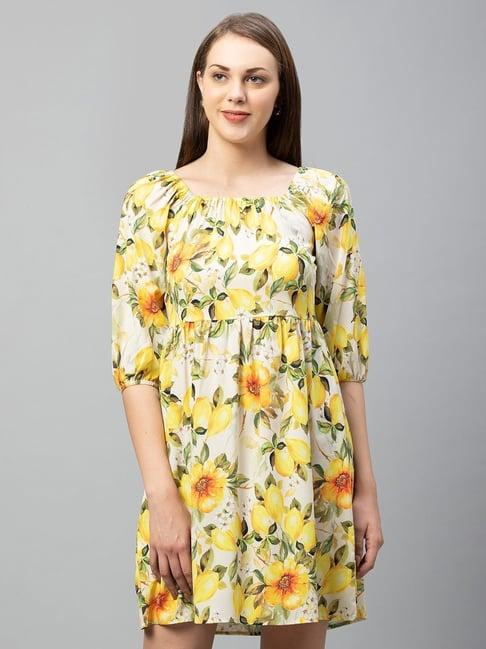 globus yellow printed tunic dress