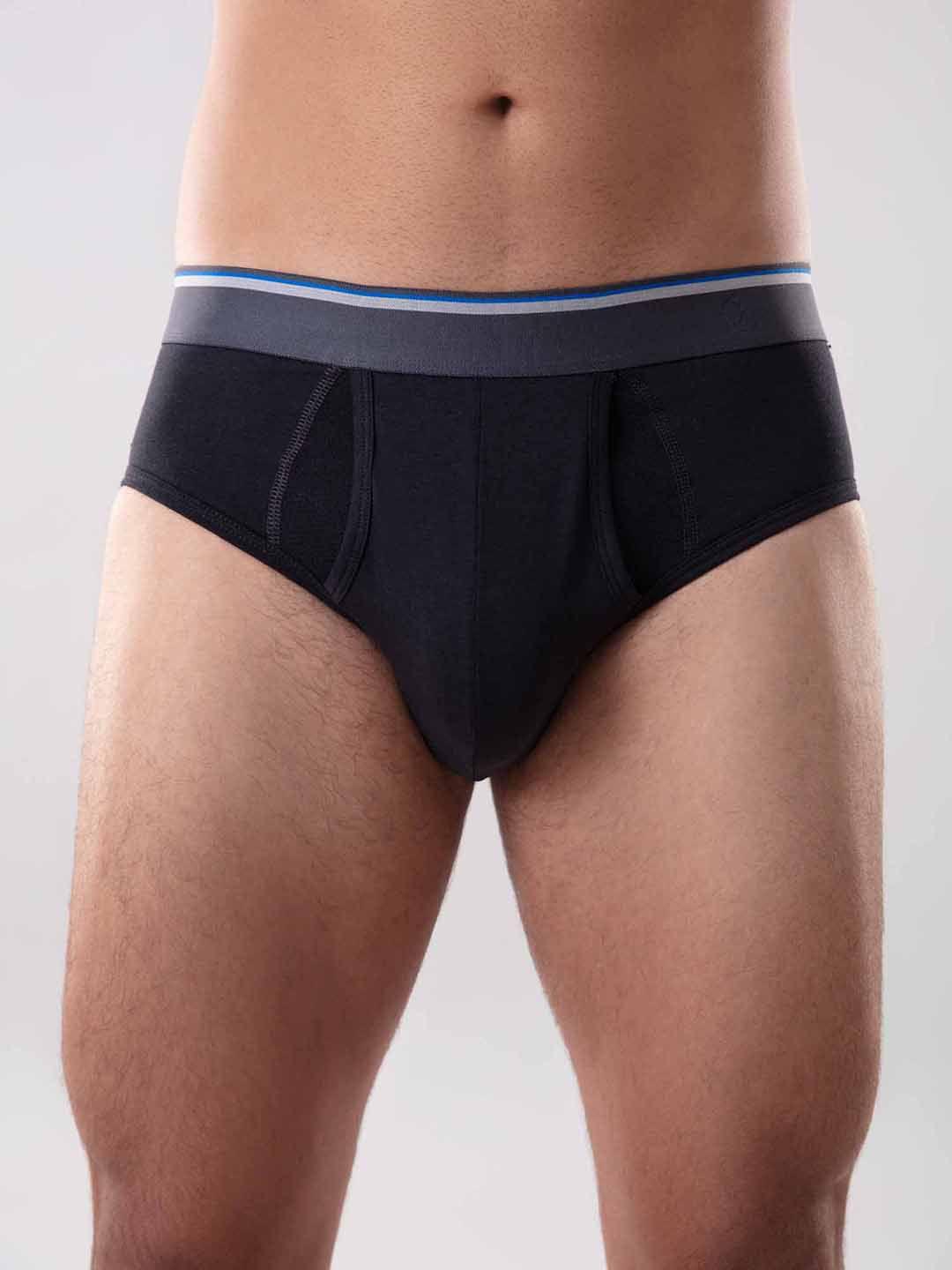 gloot men black solid anti-odor & cool mesh zone basic briefs gluctoebr01