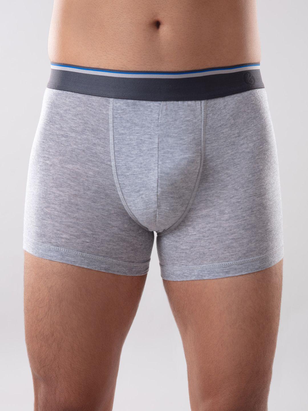 gloot men grey solid trunks with anti odor and sac tech glutloetr01