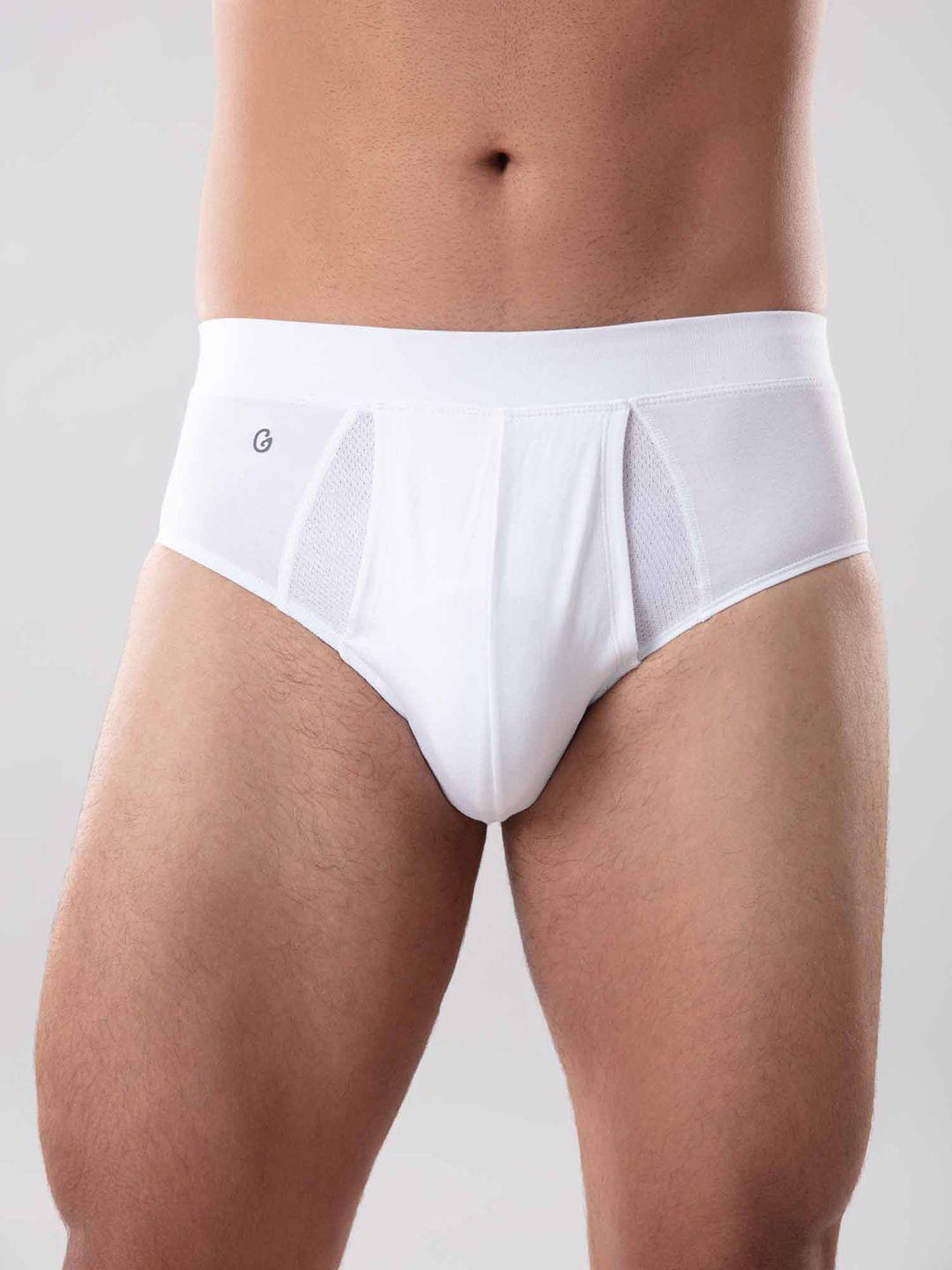 gloot men white brief with anti odor & cool mesh zones