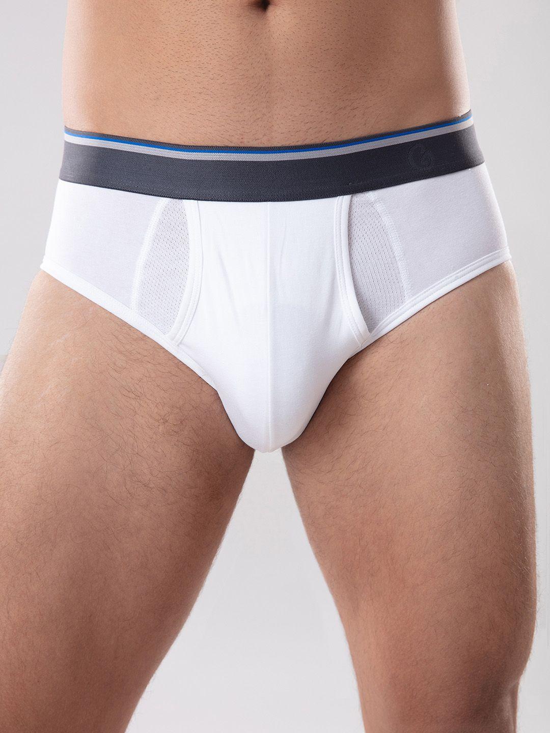 gloot men white solid anti-odour cooling basic briefs