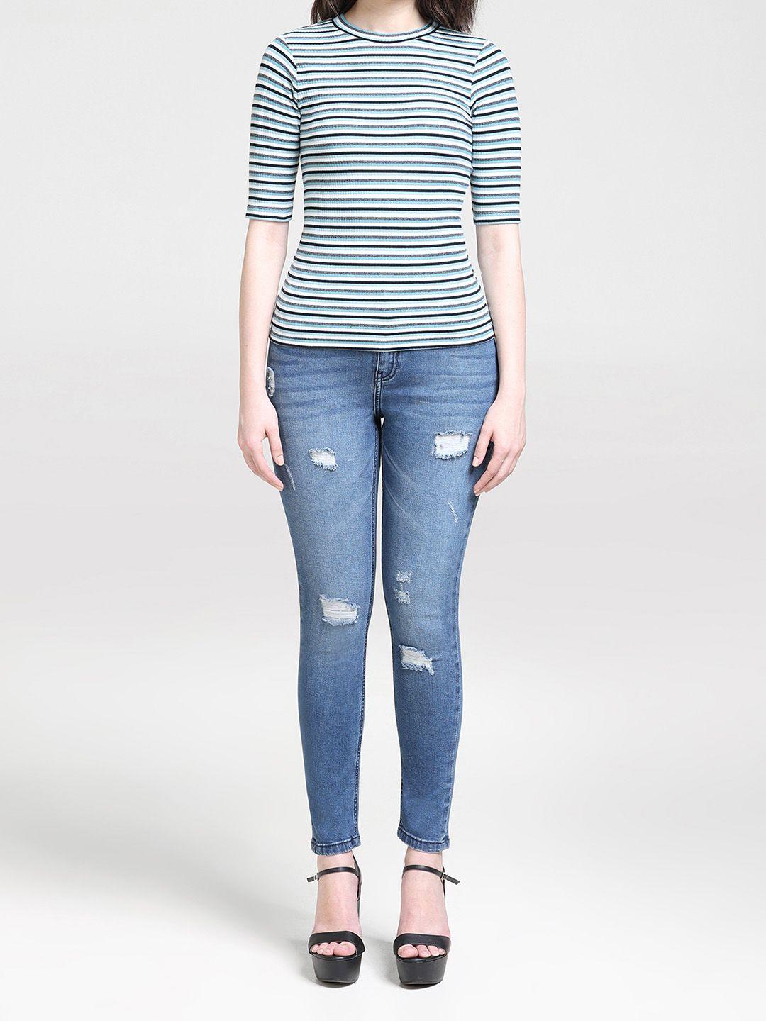 gloria vanderbilt striped slim fit cotton t-shirt