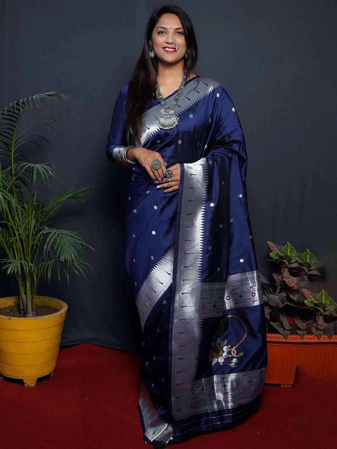 glorisa ethnic woven design polka dot zari paithani saree