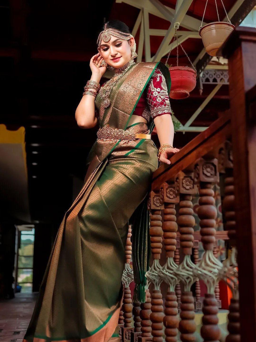 glorisa ethnic motifs zari silk banarasi saree