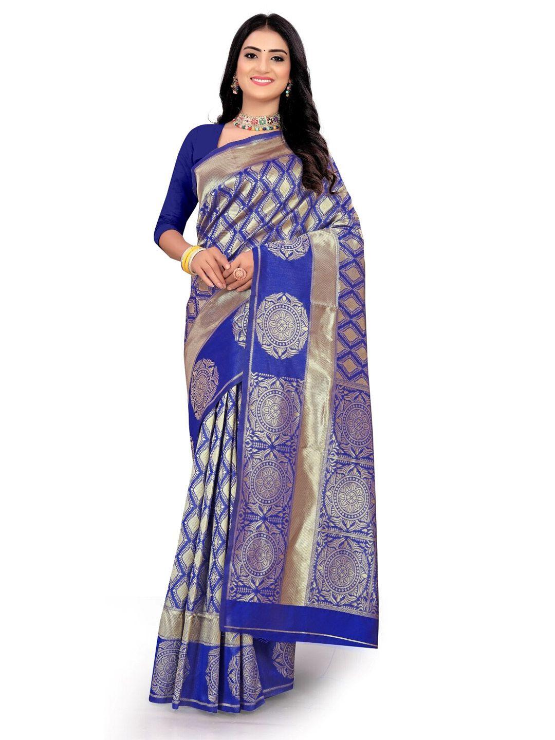 glorisa geometric woven design zari silk banarasi saree