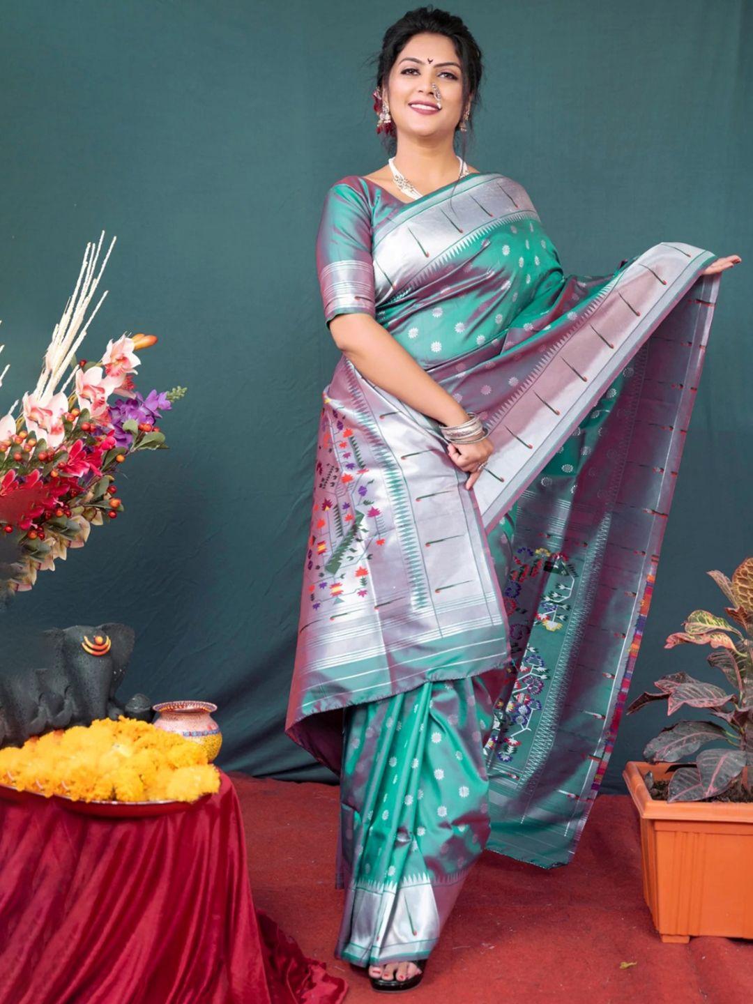 glorisa woven design zari paithani saree