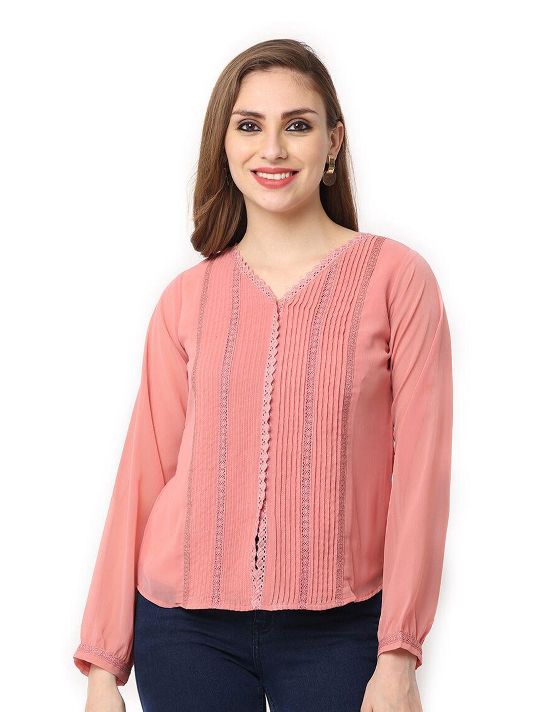 glory & i women pink smart opaque semiformal shirt