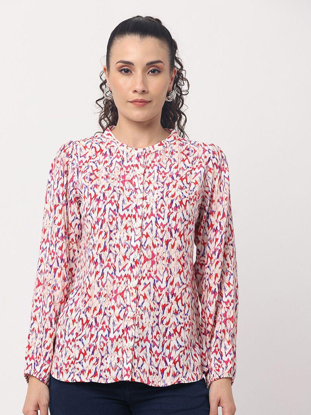 glory & i women relaxed floral opaque printed casual shirt