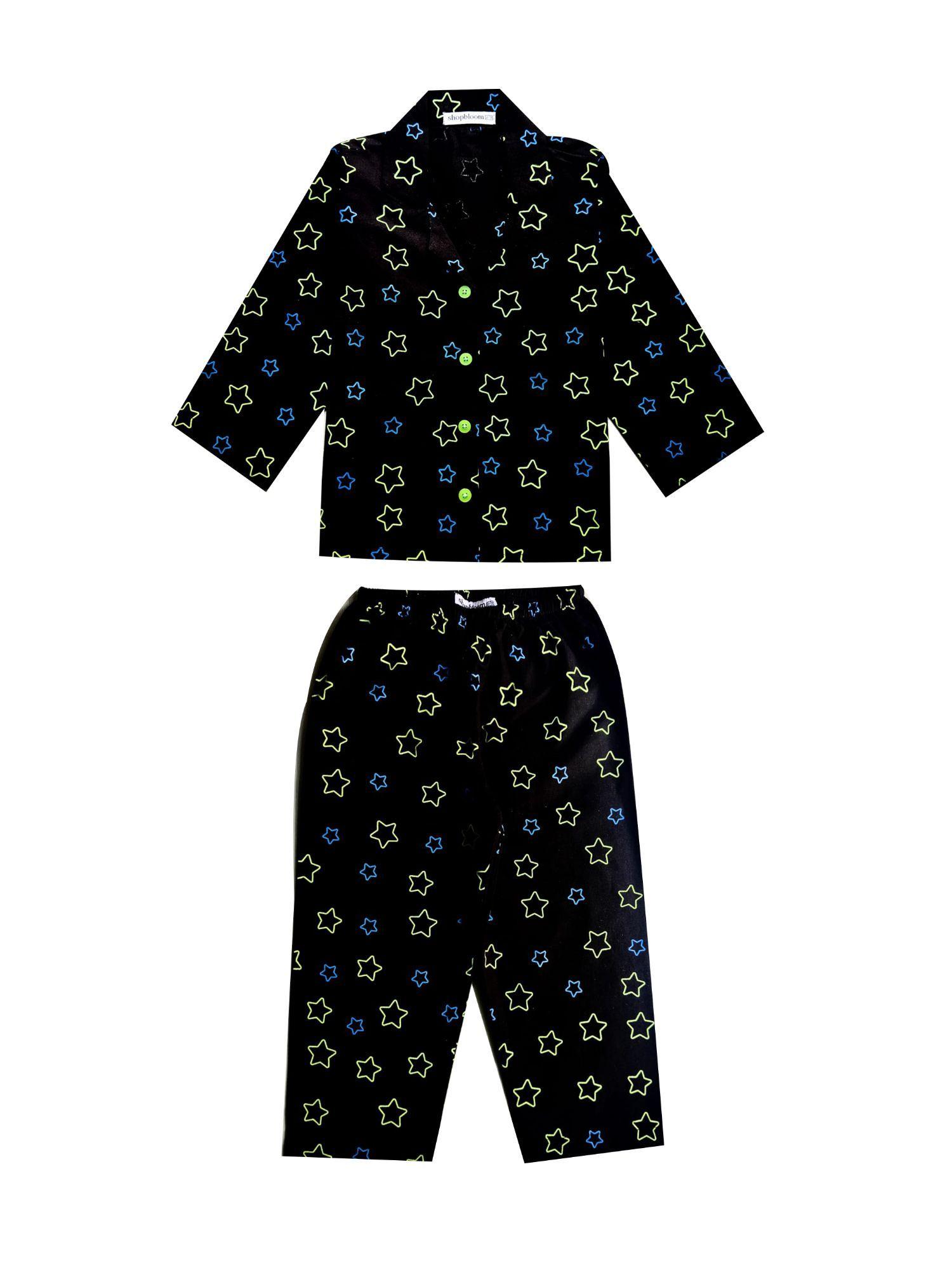 glow in the dark peppa print long sleeve kids night suit (set of 2)