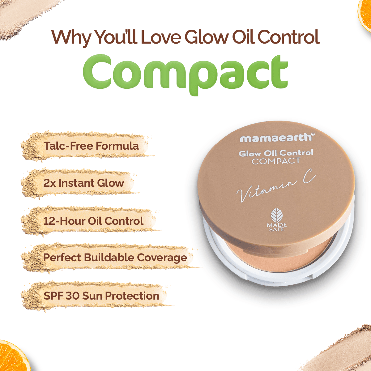 glow oil control compact with spf 30 - 9g | almond glow