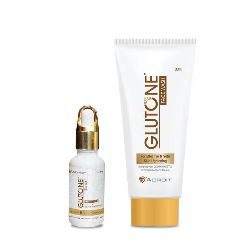 glutone - skin brightening & glowing - facewash & serum combo