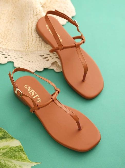 gnist women's tan back strap sandals