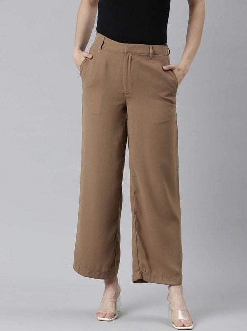 go colors! brown mid rise flared pants