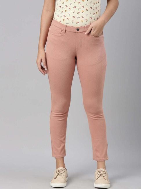 go colors! dusty pink mid rise jeggings