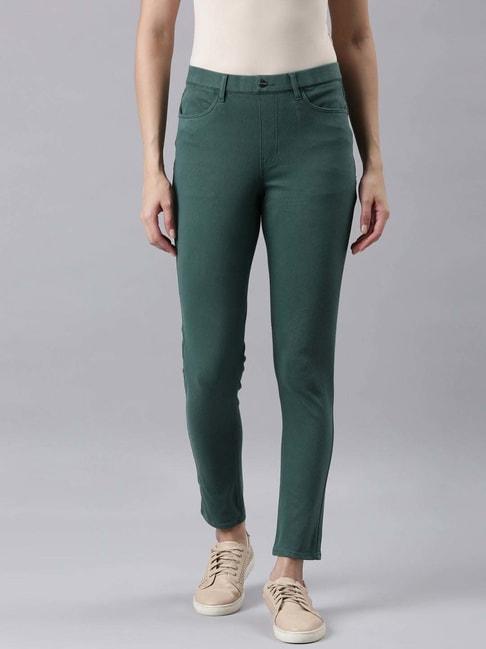 go colors! forest green mid rise jeggings