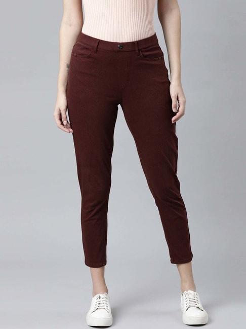 go colors! maroon mid rise crop jeggings