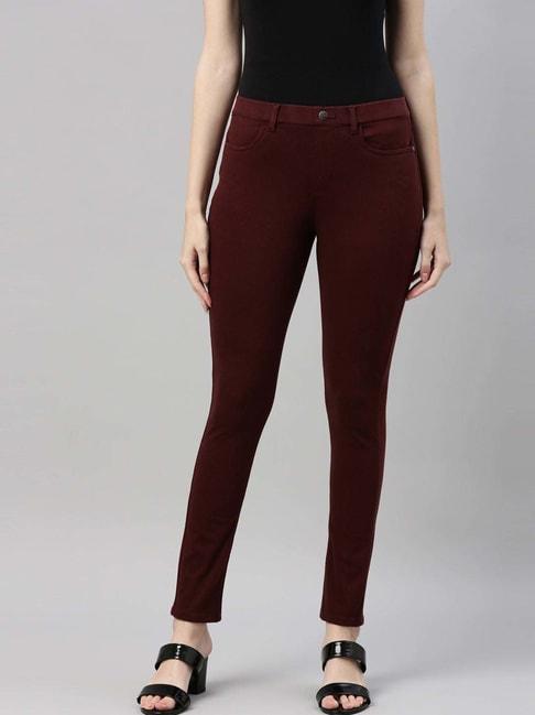 go colors! maroon mid rise jeggings
