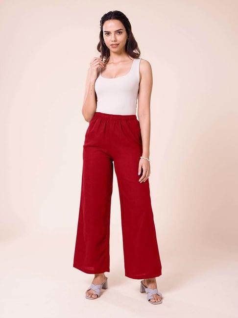 go colors! red linen palazzos