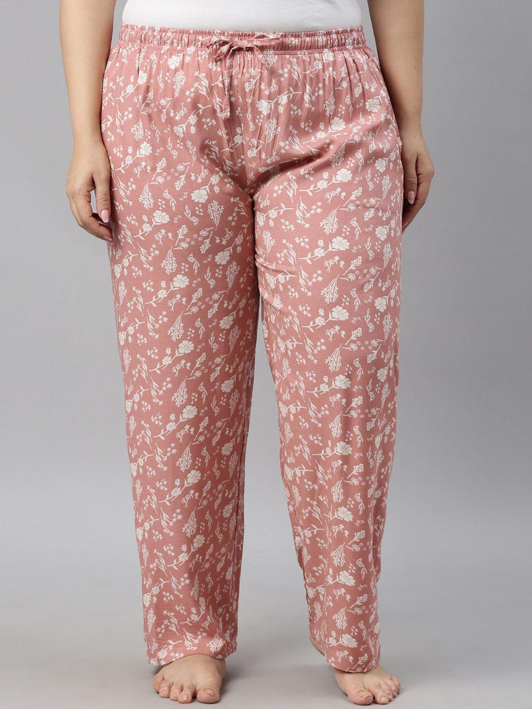go colors women plus size floral-printed relaxed-fit lightweight lounge pants
