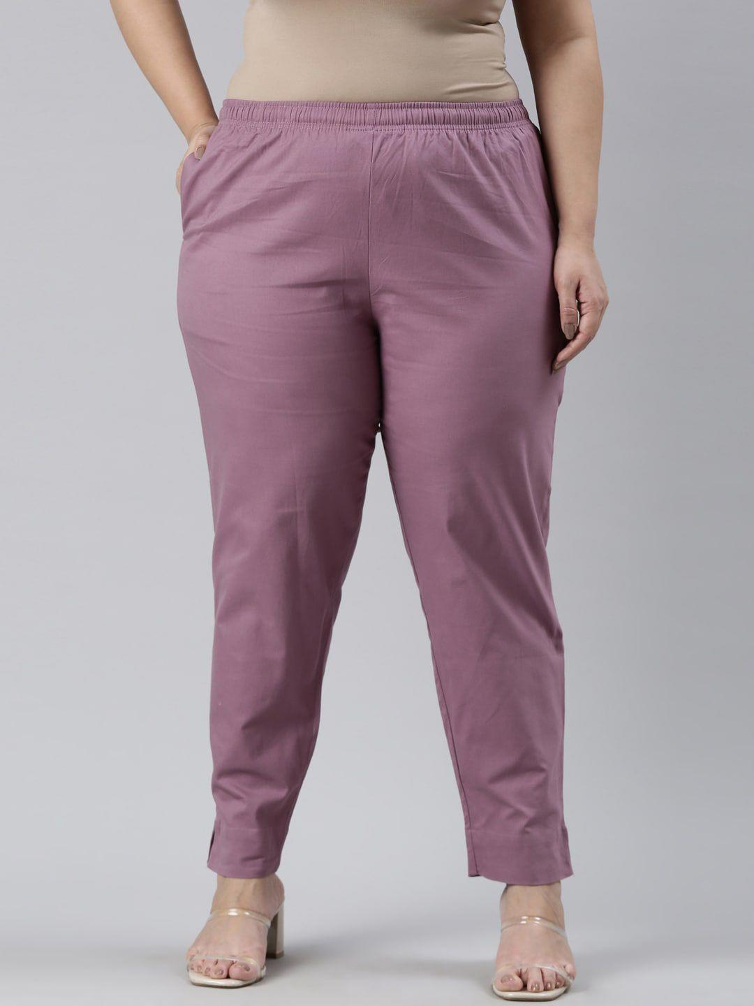 go colors women plus size relaxed straight fit cotton trousers
