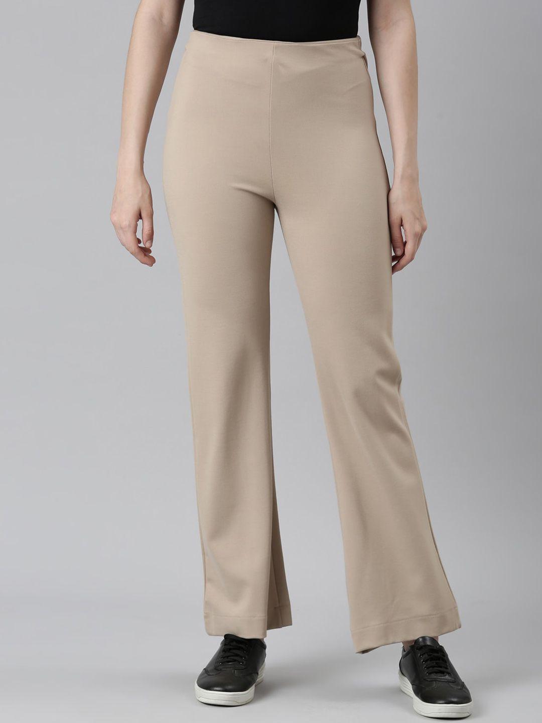 go colors women relaxed flared high-rise trousers