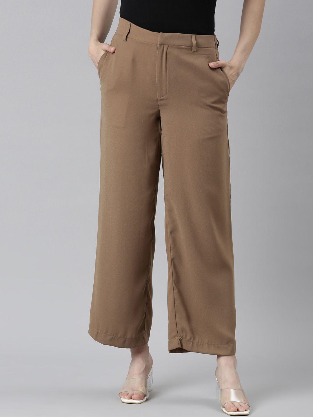 go colors women relaxed loose fit high-rise pleated trousers